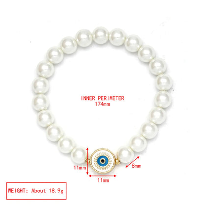 Elegant Devil'S Eye Heart Shape Artificial Pearl Glass Copper Wholesale Bracelets