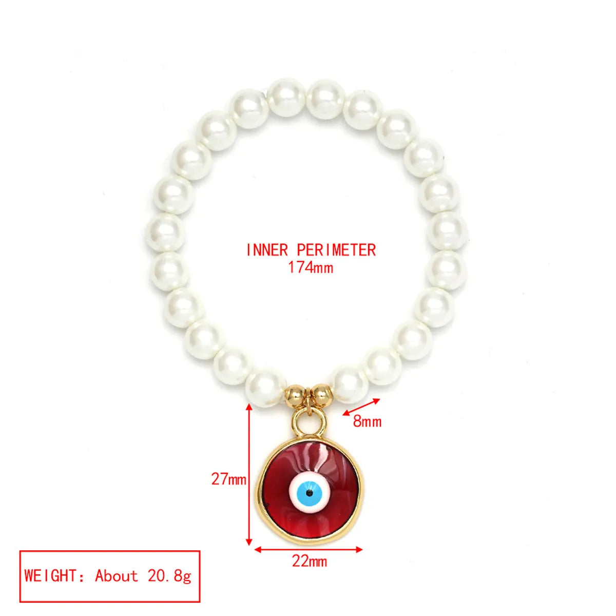 Elegant Devil'S Eye Heart Shape Artificial Pearl Glass Copper Wholesale Bracelets