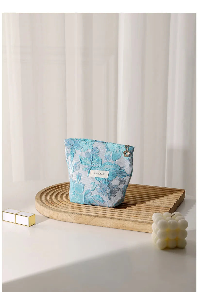 Elegant Ditsy Floral Canvas Square Makeup Bags