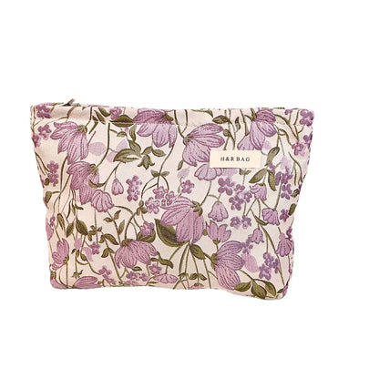 Elegant Ditsy Floral Canvas Square Makeup Bags