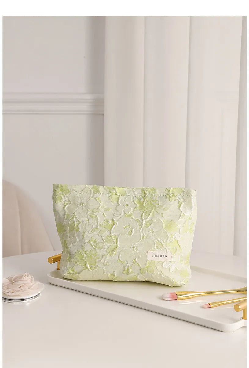 Elegant Ditsy Floral Canvas Square Makeup Bags