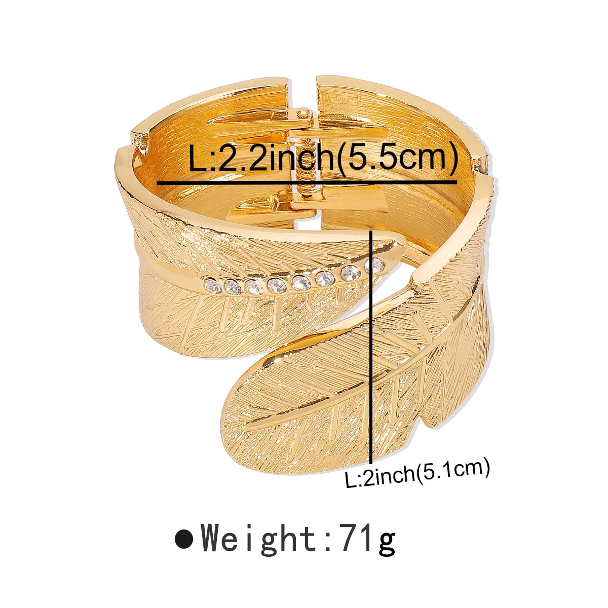 Elegant Exaggerated Feather Alloy Plating Inlay Rhinestones Women's Bangle