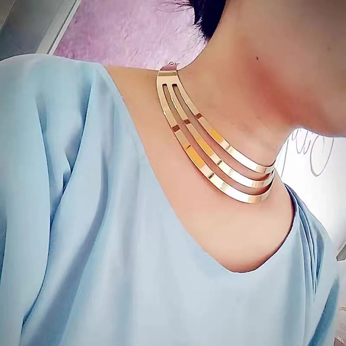 Elegant Exaggerated Geometric Ferroalloy Plating Women'S Choker