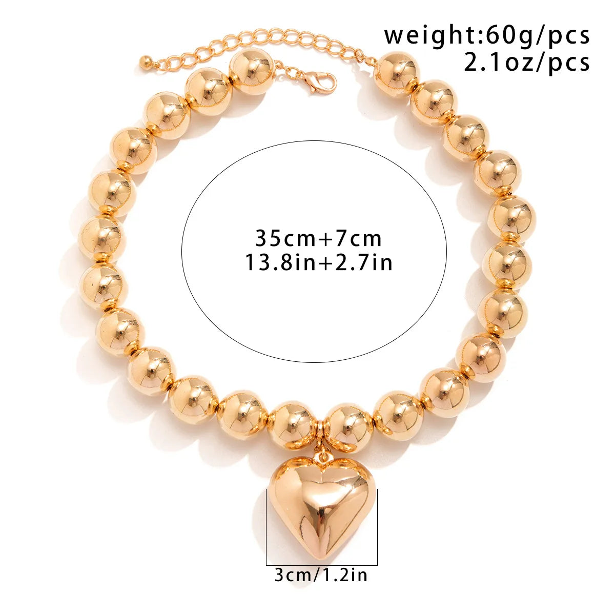 Elegant Exaggerated Geometric Heart Shape Ccb Imitation Pearl Beaded Plating Women'S Necklace