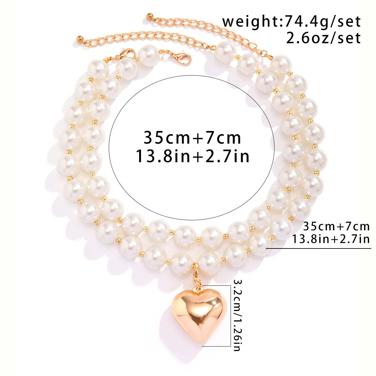 Elegant Exaggerated Geometric Heart Shape Ccb Imitation Pearl Beaded Plating Women'S Necklace