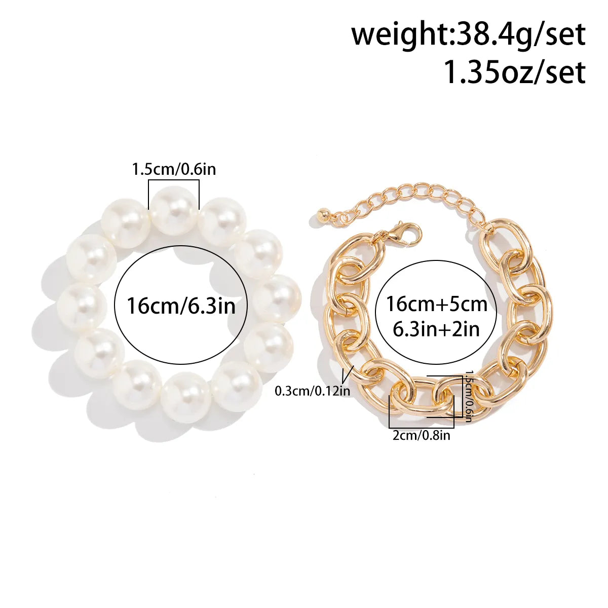 Elegant Exaggerated Geometric Imitation Pearl Aluminum Beaded Plating Women's Bracelets