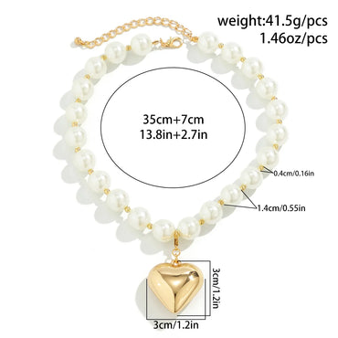 Elegant Exaggerated Heart Shape Ccb Imitation Pearl Beaded Plating Women'S Necklace