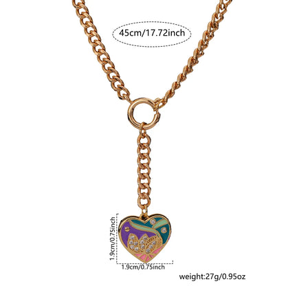 Elegant Exaggerated Rock Devil'S Eye Heart Shape Life Tree Alloy Copper Toggle Inlay Resin Zircon Women'S Pendant Necklace