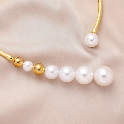 Elegant Exaggerated Round Alloy Pearl Plating Women's Choker