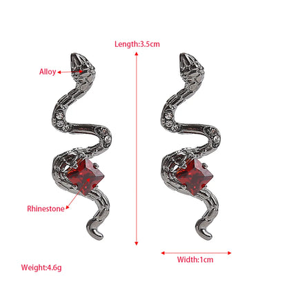 Elegant Exaggerated Snake Alloy Rhinestone Inlay Rhinestones Silver Plated Women'S Rings Earrings