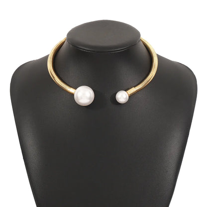 Elegant Exaggerated Streetwear Geometric Imitation Pearl Iron Wholesale Choker