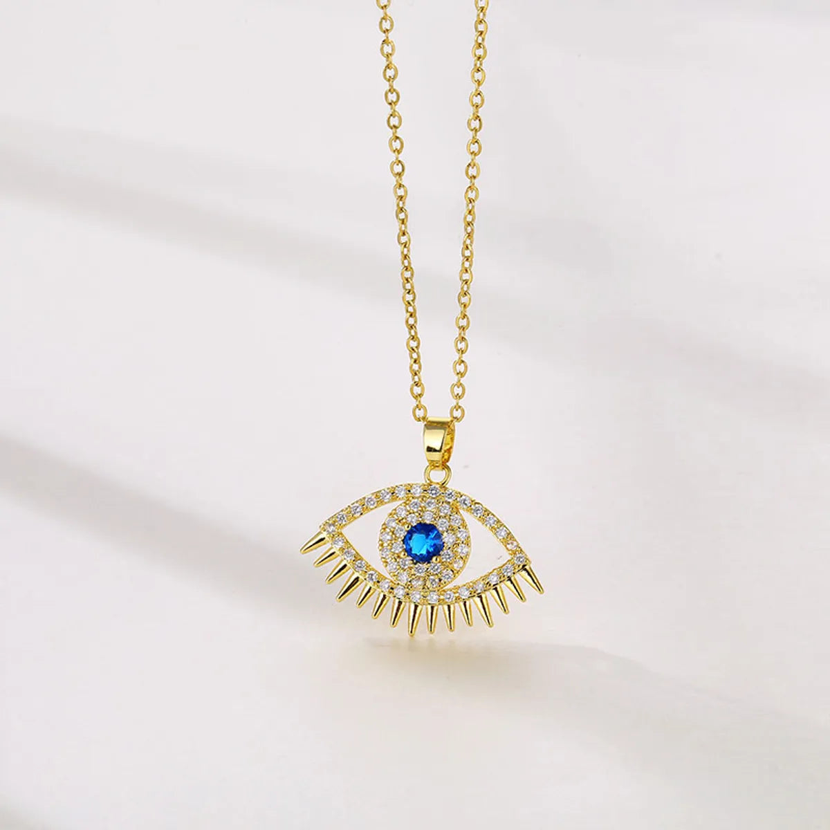 Elegant Eye Stainless Steel Plating Inlay Zircon 18k Gold Plated Gold Plated Pendant Necklace