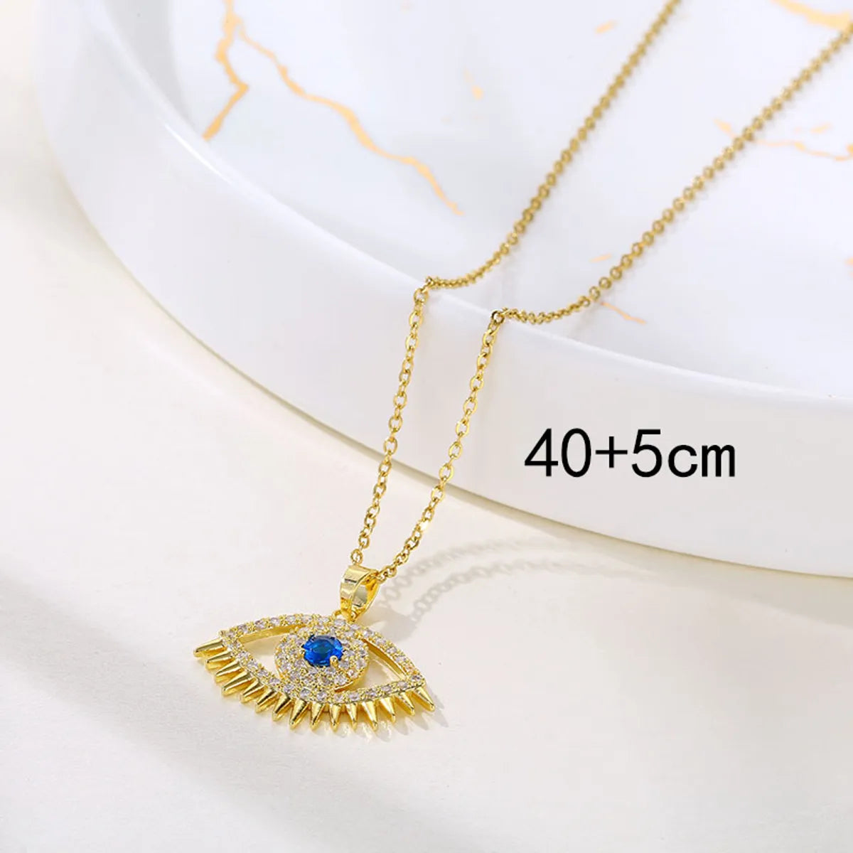 Elegant Eye Stainless Steel Plating Inlay Zircon 18k Gold Plated Gold Plated Pendant Necklace