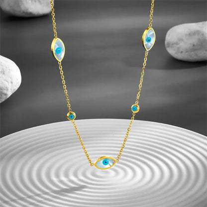 Elegant Eye Titanium Steel Plating 18k Gold Plated Necklace