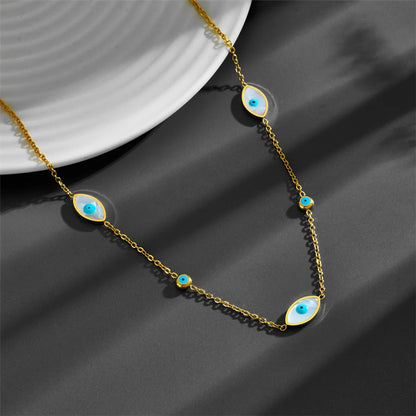 Elegant Eye Titanium Steel Plating 18k Gold Plated Necklace