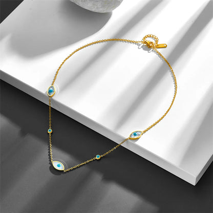 Elegant Eye Titanium Steel Plating 18k Gold Plated Necklace