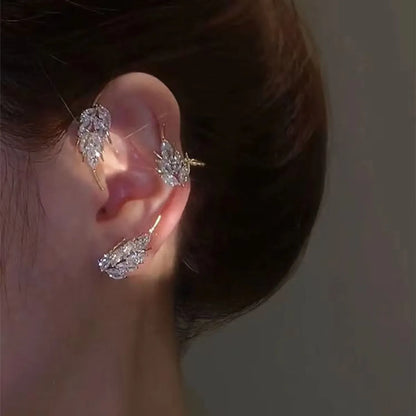 Elegant Fashion Grain Copper Plating Inlay Zircon Ear Clips