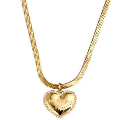 Elegant Fashion Heart Shape Titanium Steel Plating Necklace