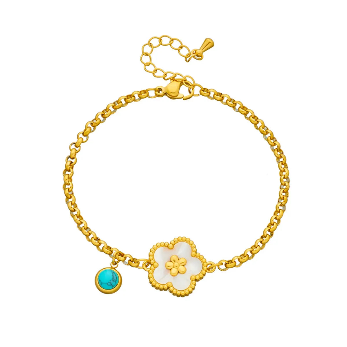 Elegant Flower 304 Stainless Steel Turquoise Bracelets In Bulk