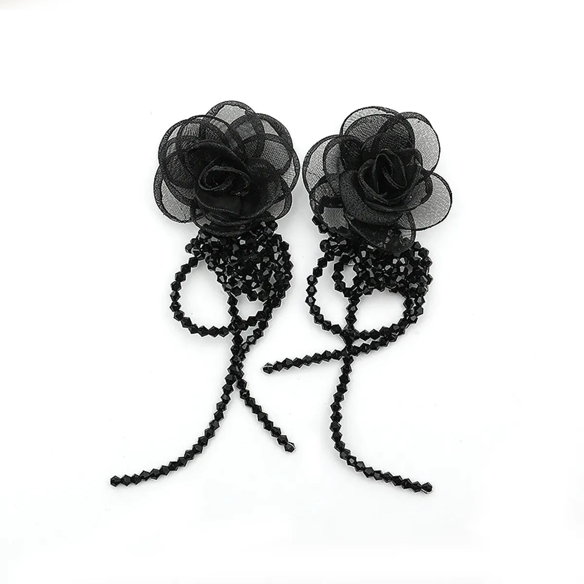 Elegant Flower Alloy Cloth Women's Drop Earrings