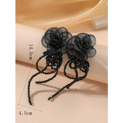 Elegant Flower Alloy Cloth Women's Drop Earrings