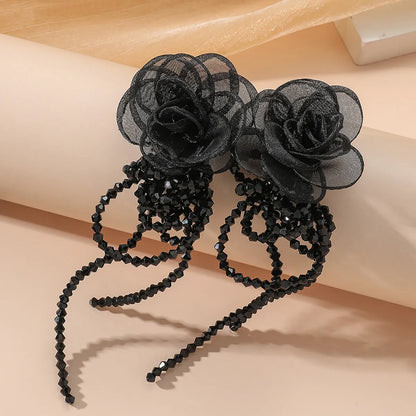 Elegant Flower Alloy Cloth Women's Drop Earrings