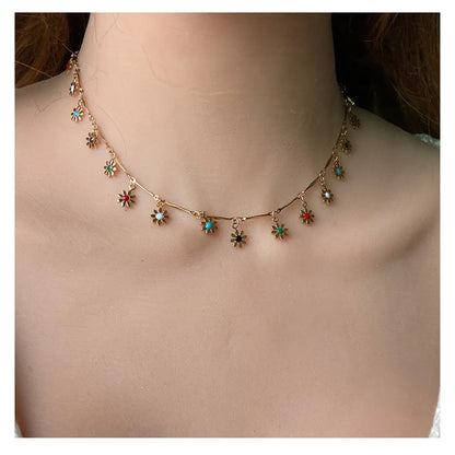 Elegant Flower Alloy Plating Choker