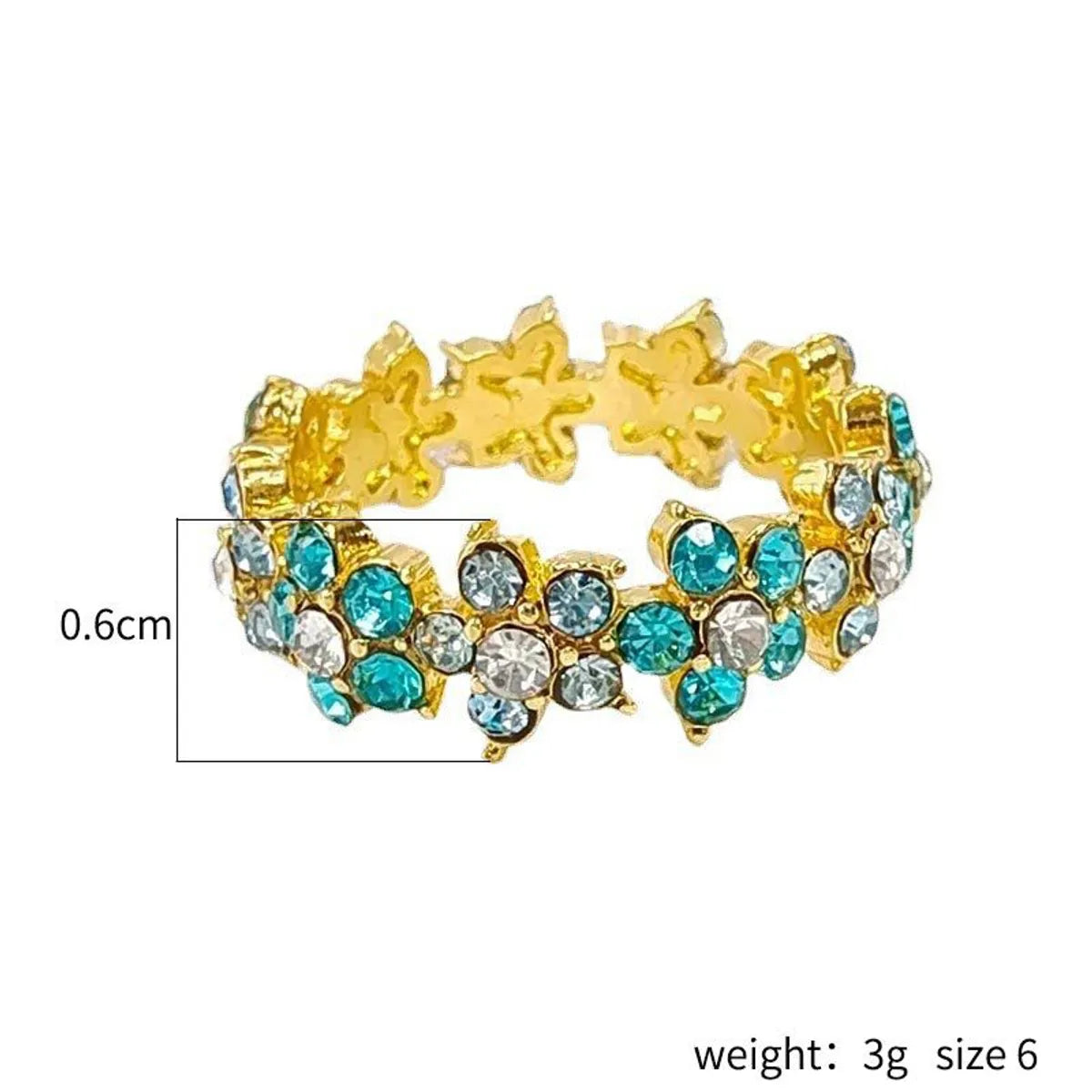 Elegant Flower Alloy Plating Inlay Zircon Women'S Rings