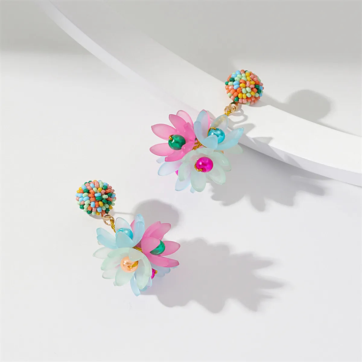 Elegant Flower Arylic Alloy Women'S Earrings 1 Pair