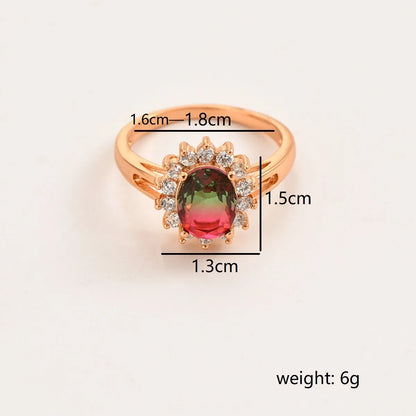 Elegant Flower Copper Inlay Zircon Rings