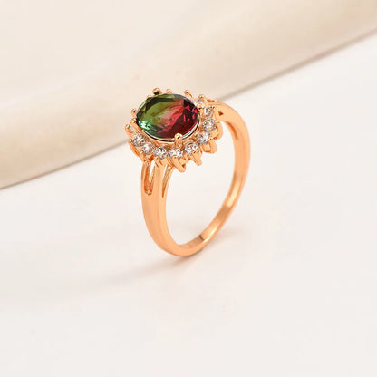 Elegant Flower Copper Inlay Zircon Rings