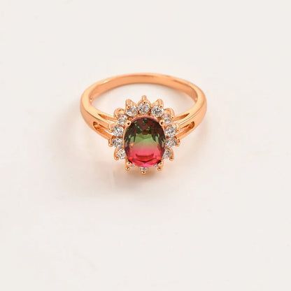 Elegant Flower Copper Inlay Zircon Rings