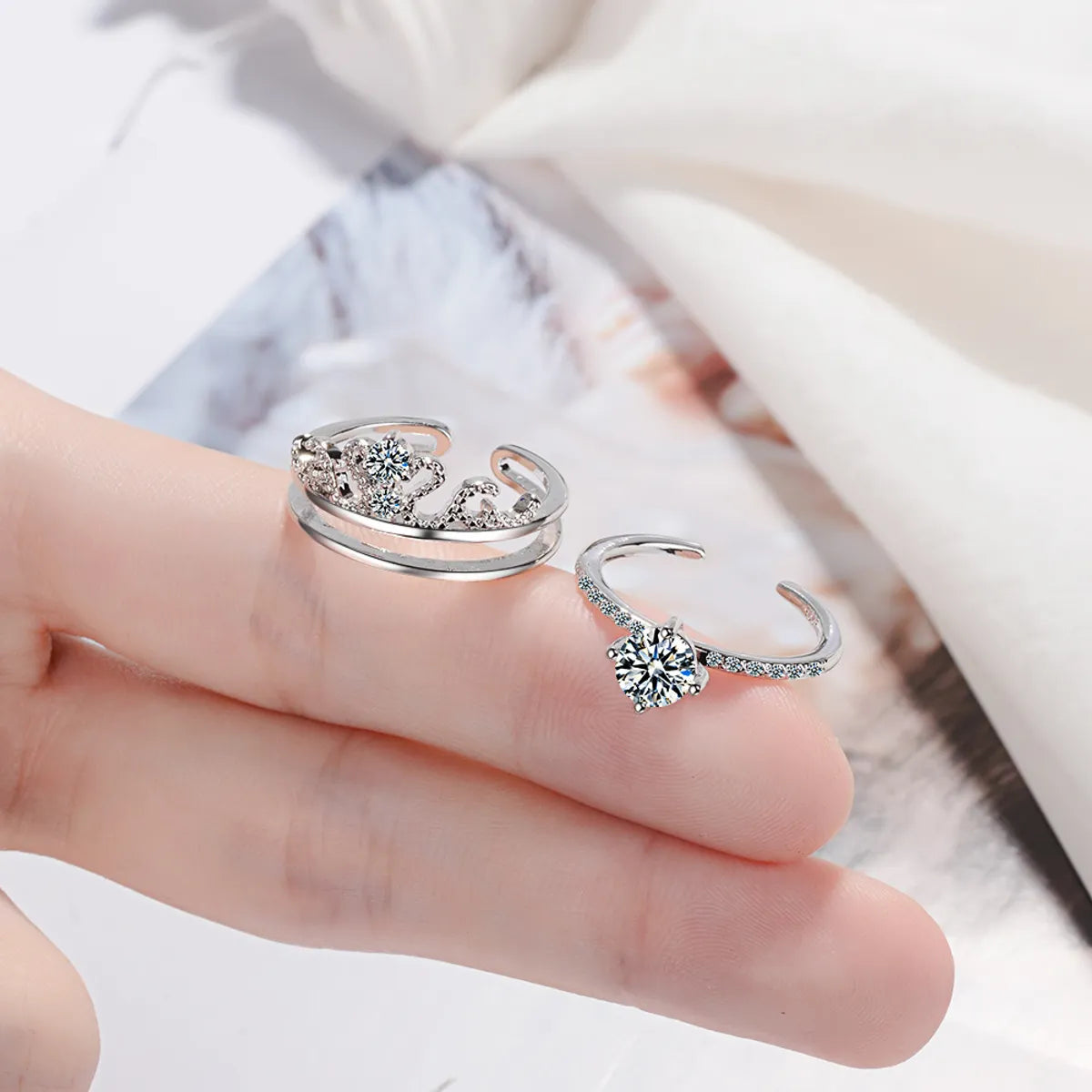 Elegant Flower Copper Plating Adjustable Ring