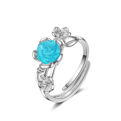 Elegant Flower Copper Plating Adjustable Ring