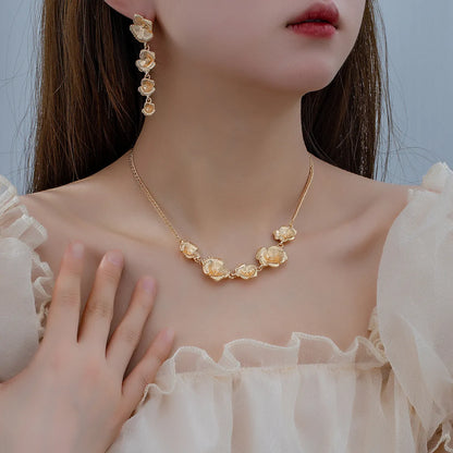 Elegant Flower Floral Alloy Plating Women's Jewelry Set