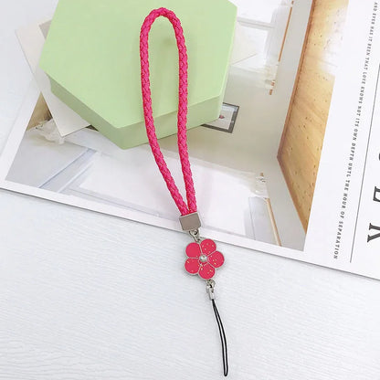 Elegant Flower Pu Leather Plating Bag Pendant Mobile Phone Chain