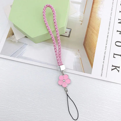 Elegant Flower Pu Leather Plating Bag Pendant Mobile Phone Chain