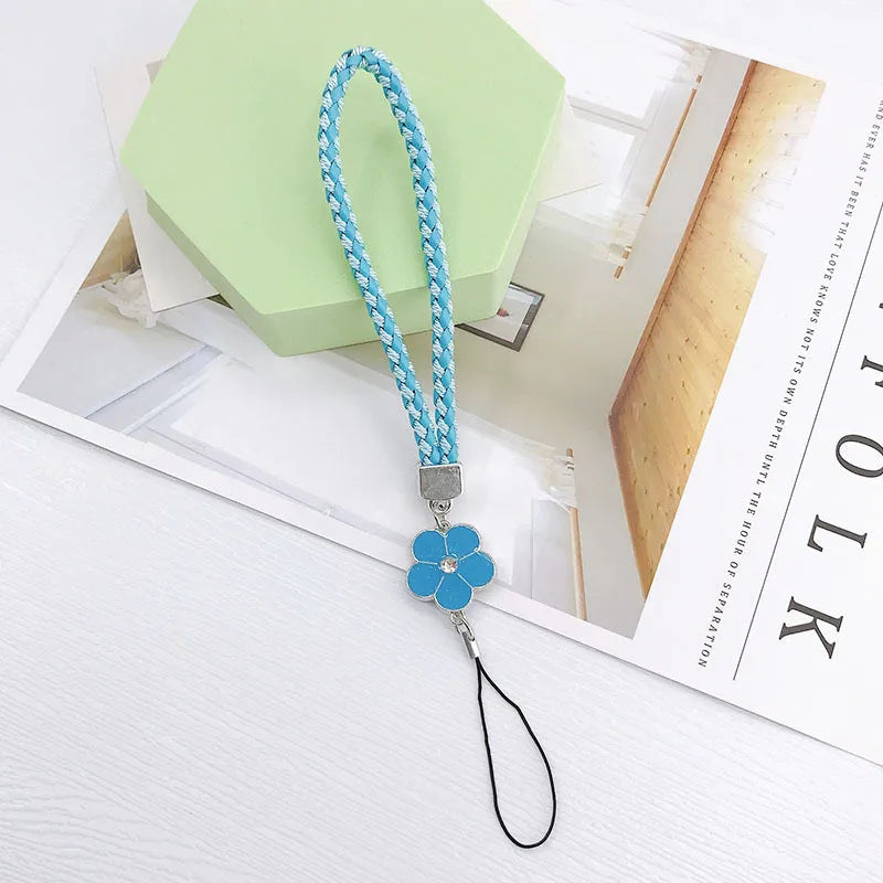 Elegant Flower Pu Leather Plating Bag Pendant Mobile Phone Chain