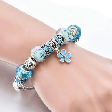 Elegant Flower Silver Plated Acrylic Rhinestones Alloy Wholesale Bracelets