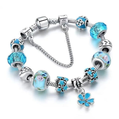 Elegant Flower Silver Plated Acrylic Rhinestones Alloy Wholesale Bracelets