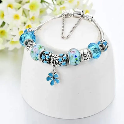 Elegant Flower Silver Plated Acrylic Rhinestones Alloy Wholesale Bracelets