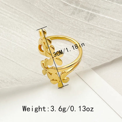 Elegant Flower Stainless Steel Gold Plated Rings In Bulk