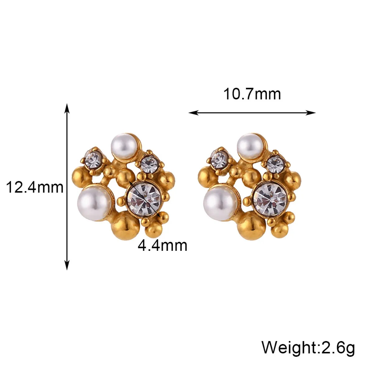 Wholesale Jewelry Elegant Flower 304 Stainless Steel Pearl Zircon 18K Gold Plated Plating Inlay Earrings Necklace