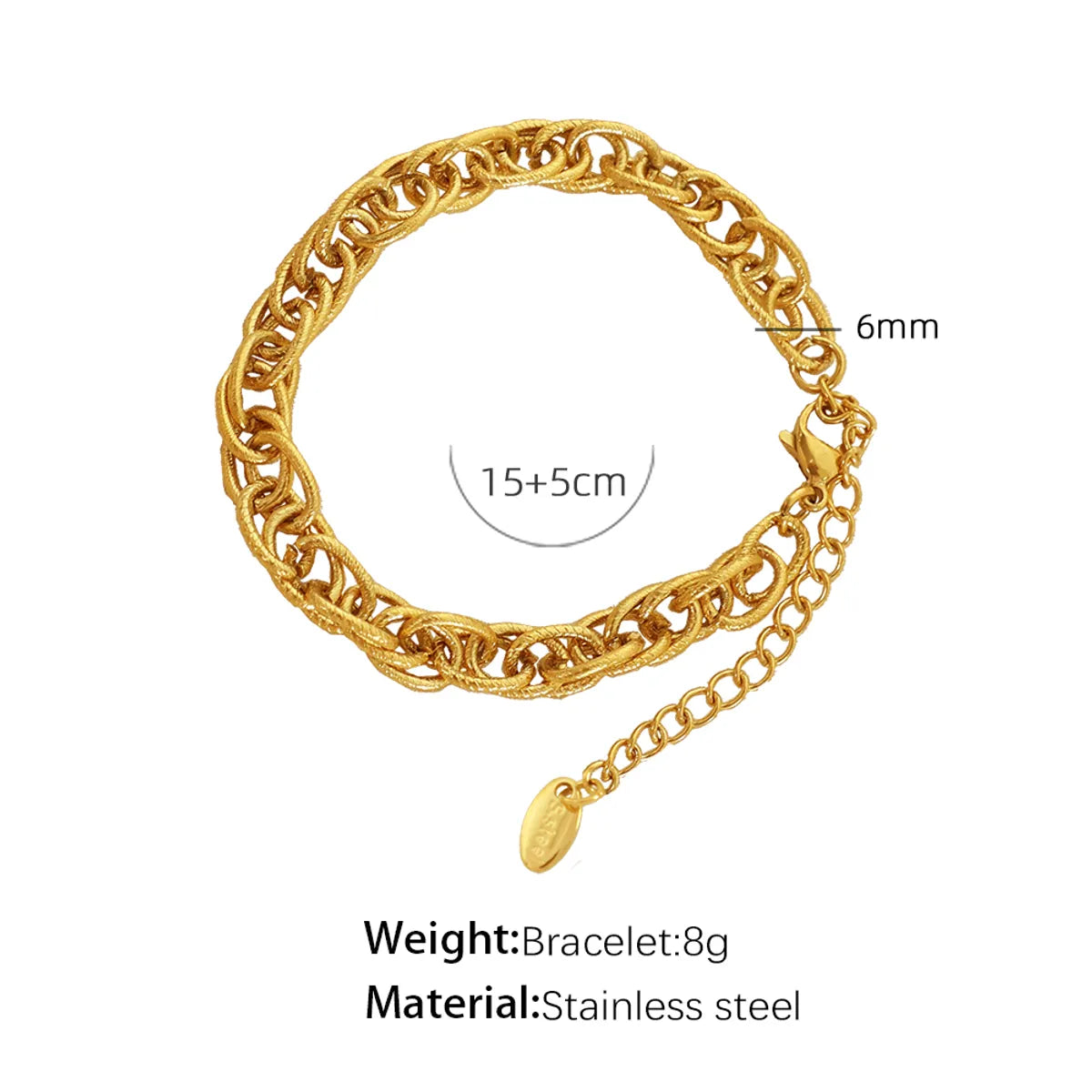 Elegant Formal Simple Style Round Titanium Steel Plating 18k Gold Plated Bracelets Necklace