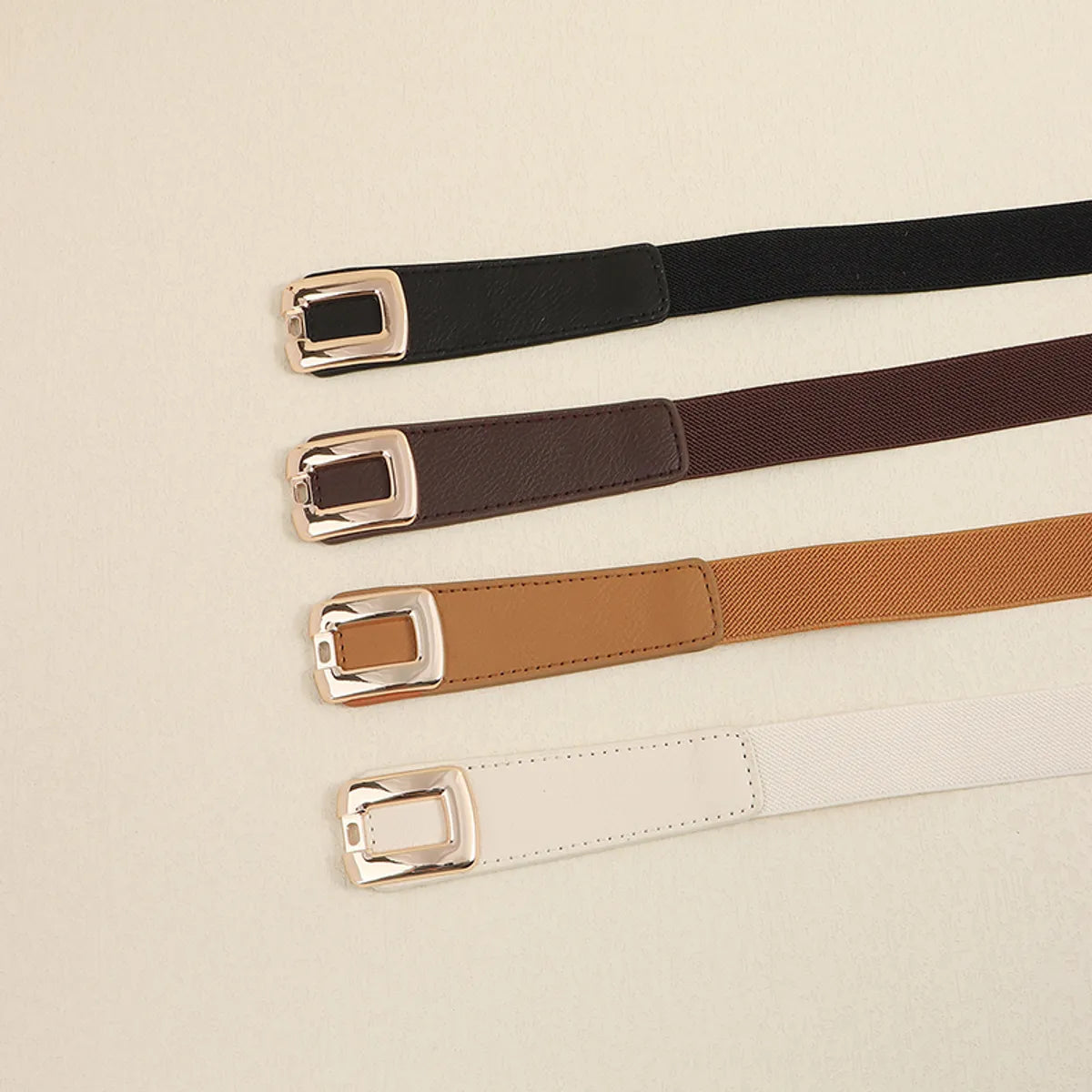 Elegant Formal Simple Style Solid Color Pu Leather Alloy Women'S Leather Belts