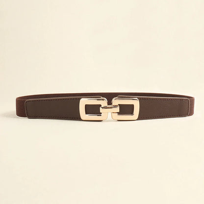 Elegant Formal Simple Style Solid Color Pu Leather Alloy Women'S Leather Belts