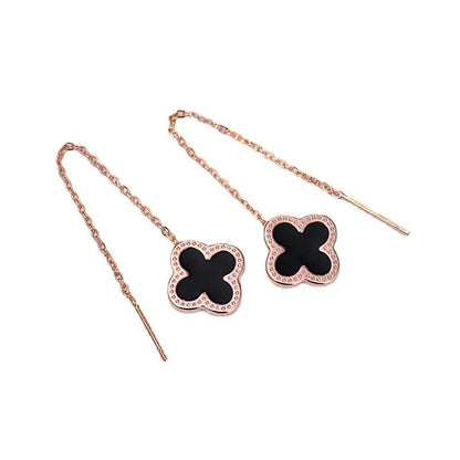 Elegant Four Leaf Clover Copper Gold Plated Earrings 1 Pair