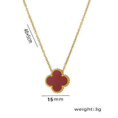 Wholesale Jewelry Elegant Four Leaf Clover Titanium Steel Gold Plated Necklace