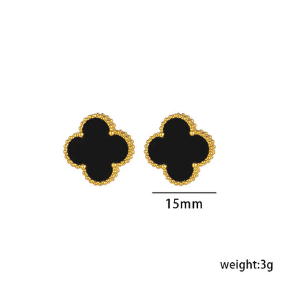 Wholesale Jewelry Elegant Four Leaf Clover Titanium Steel Gold Plated Necklace