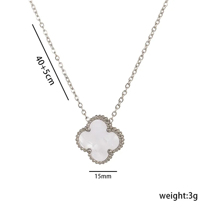 Wholesale Jewelry Elegant Four Leaf Clover Titanium Steel Gold Plated Necklace